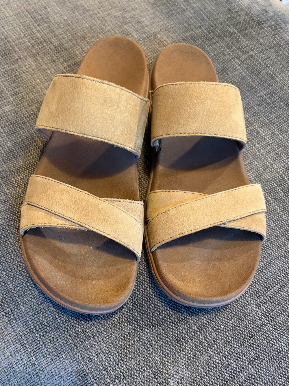 Women's LL Bean Tan Dual-Strap Slide Sandals